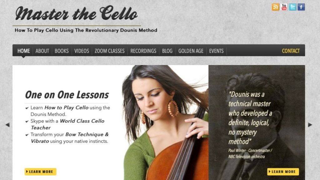 Homepage of Master The Cello's website
