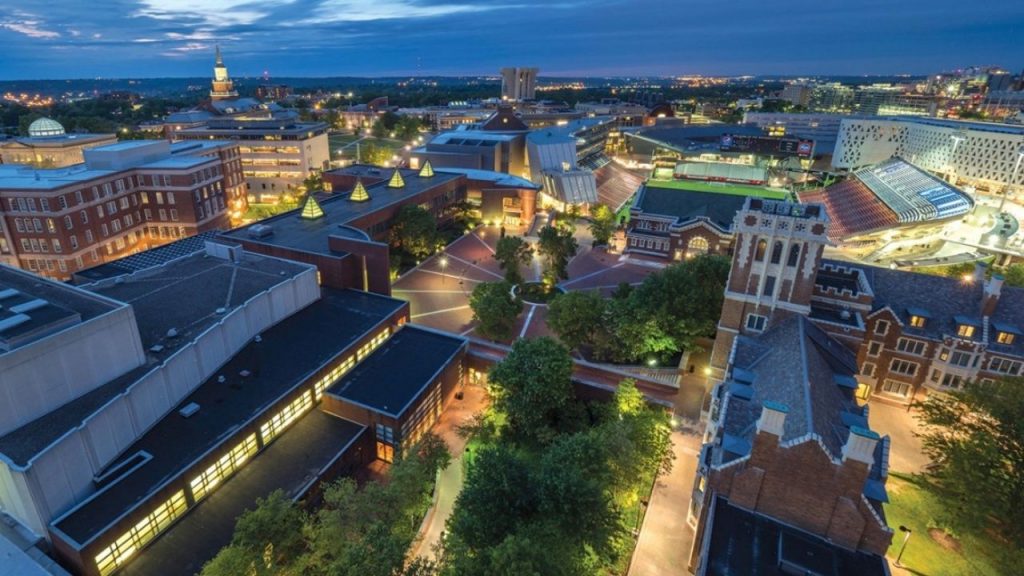 Aerial shot of University Of Cincinnati