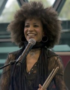 A picture of Cindy Blackman, a famous drummer