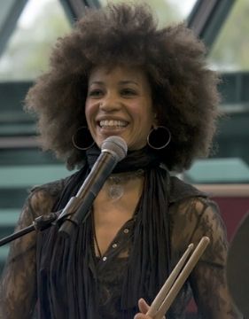 A picture of Cindy Blackman, a famous drummer