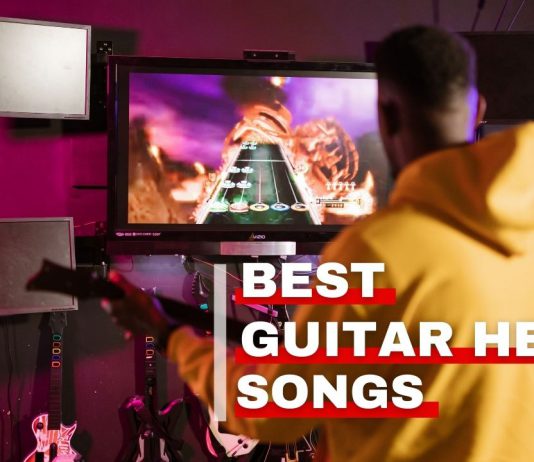28 Best Guitar Hero Songs Featured image of Orchestra Central's list of best guitar hero songs.