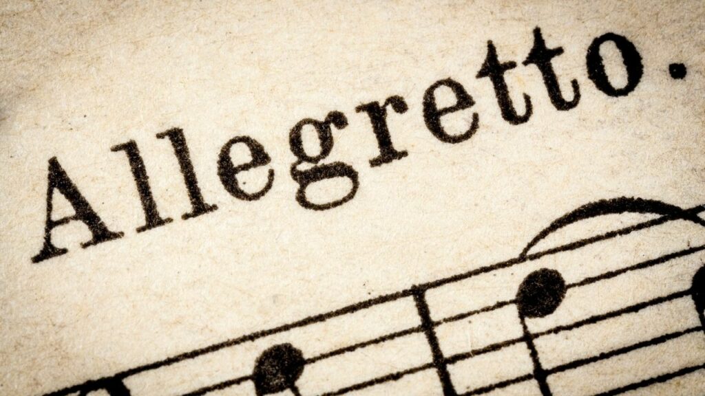 picture of a music sheet with allegretto music tempo marking