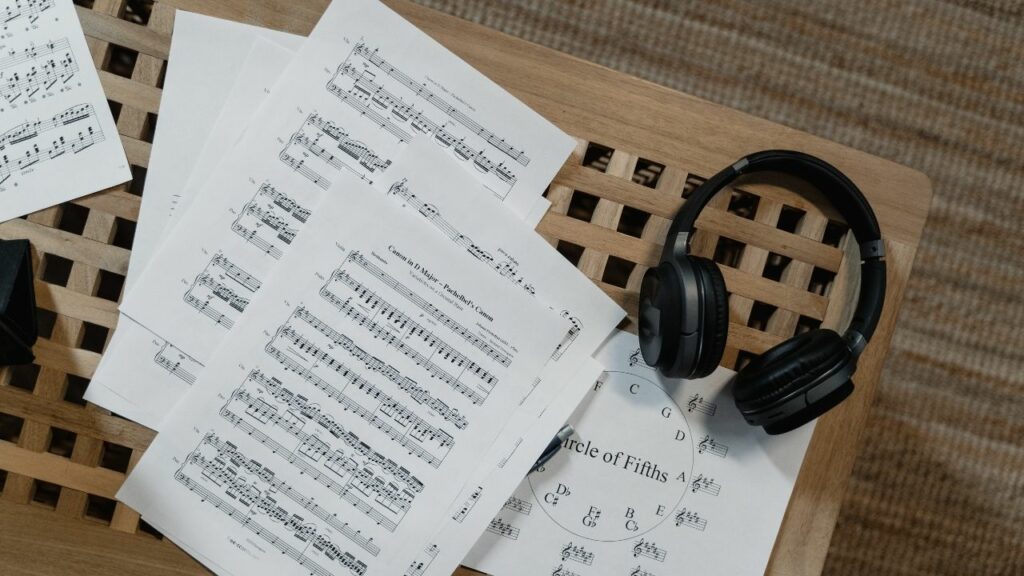 Music tempos on a music sheet.