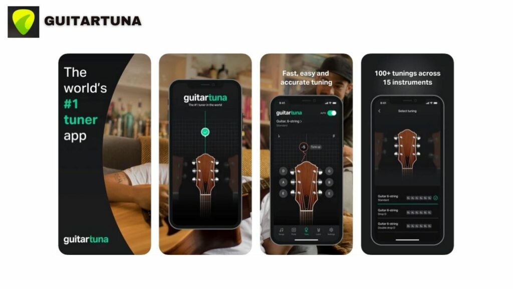 Screenshots of Guitartuna ukulele tuner app