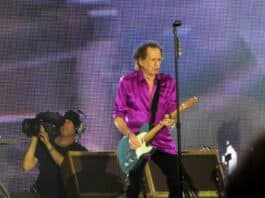 East Rutherford, NJ/USA - August 1, 2019: Guitarist Keith Richards performs with the Rolling Stones on their No Filter tour.