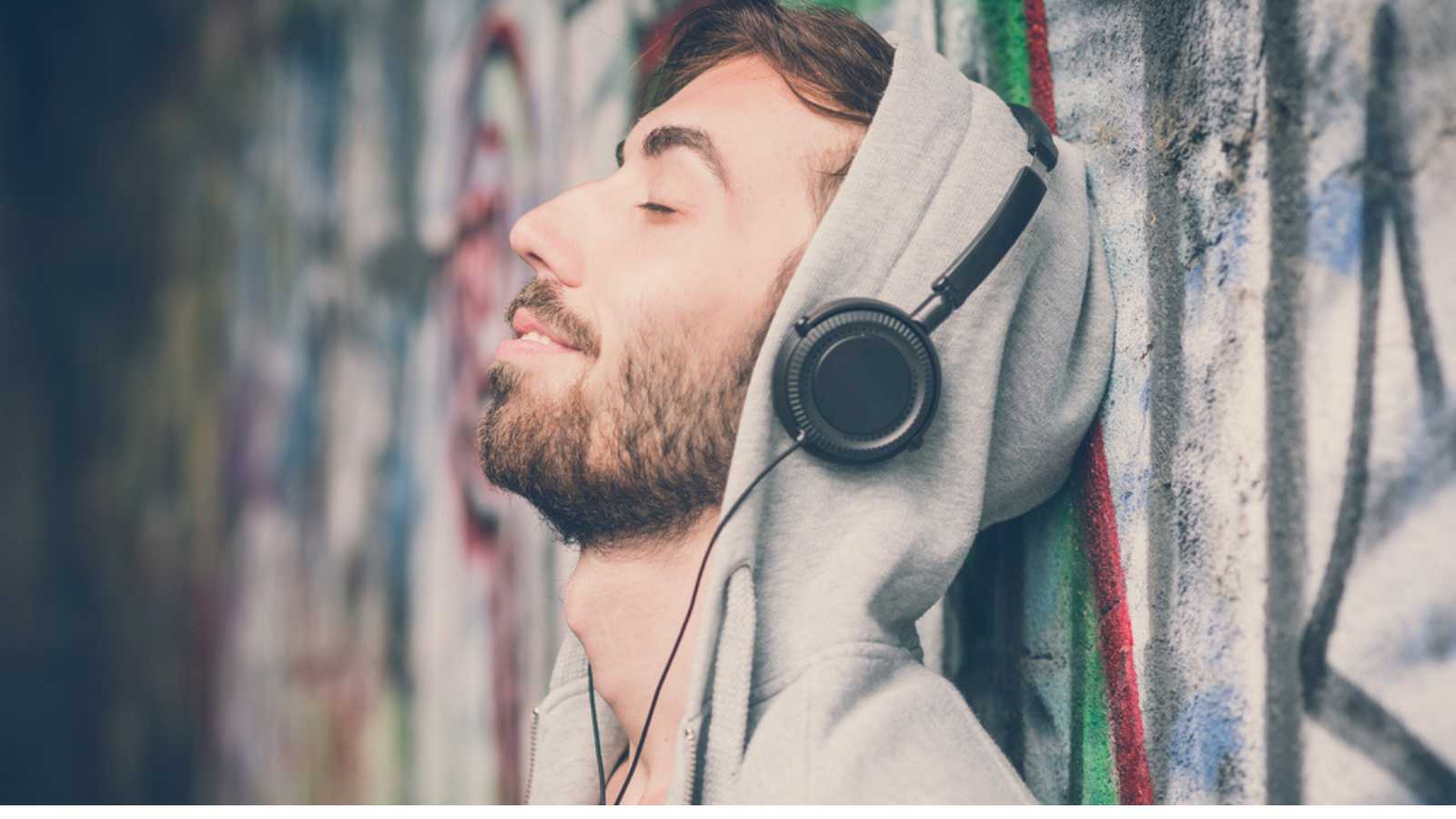 Man Listening To Music Outdoors