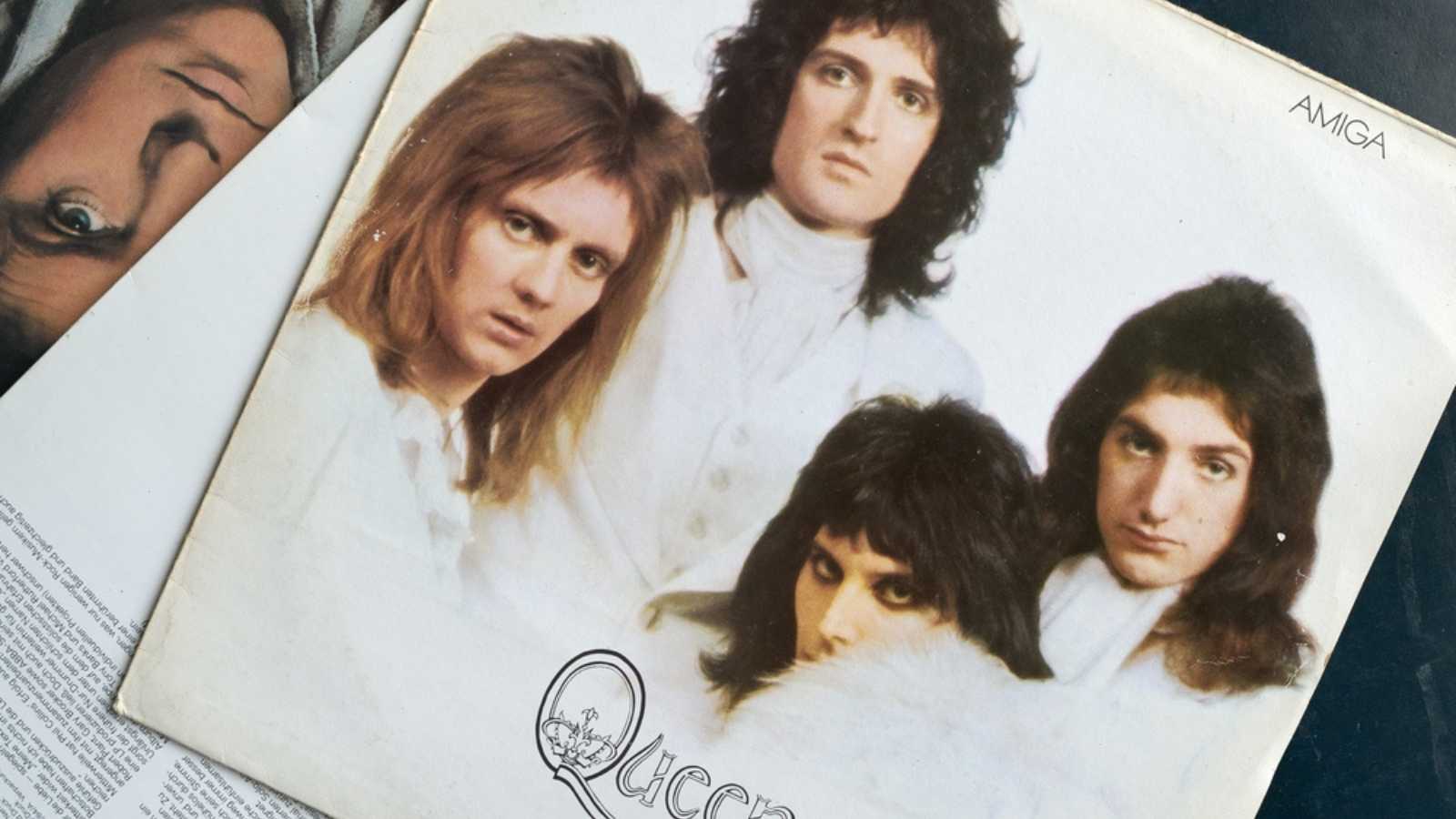 Magdeburg, Germany – January 15, 2022: Record cover of the rock band Queen, released in 1981 by the GDR record company Amiga. Amiga celebrates its 75th birthday in 2022