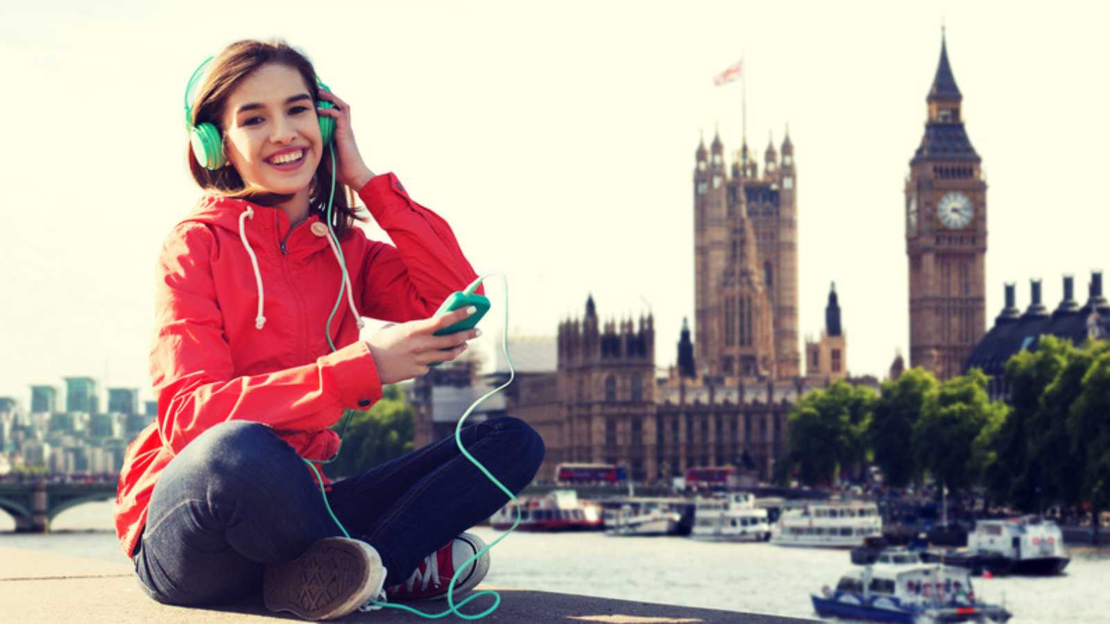 Woman Listening To Music Outdoors