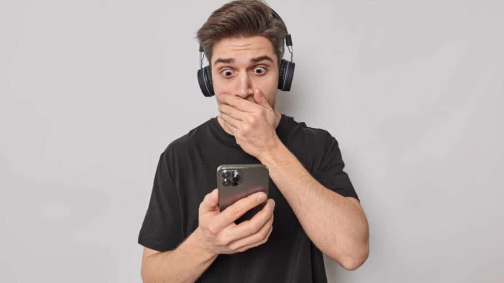 Man Listening To Music Frightened