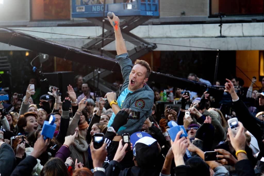 New York October 21: Chris Martin Of Coldplay Performs
