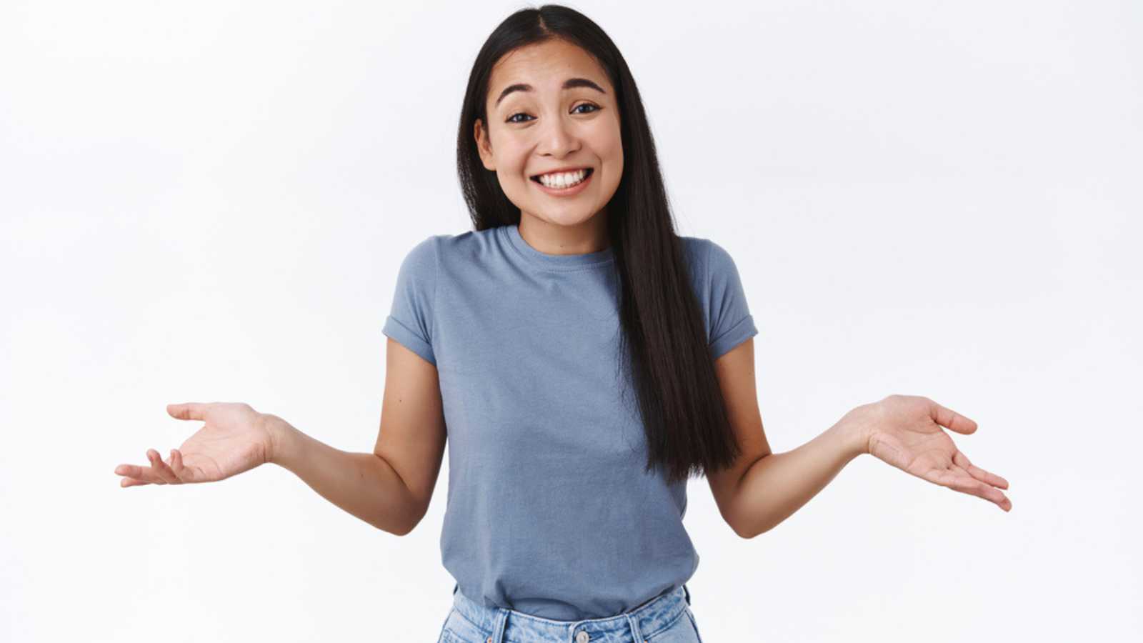 Woman Smiling And Shrugging