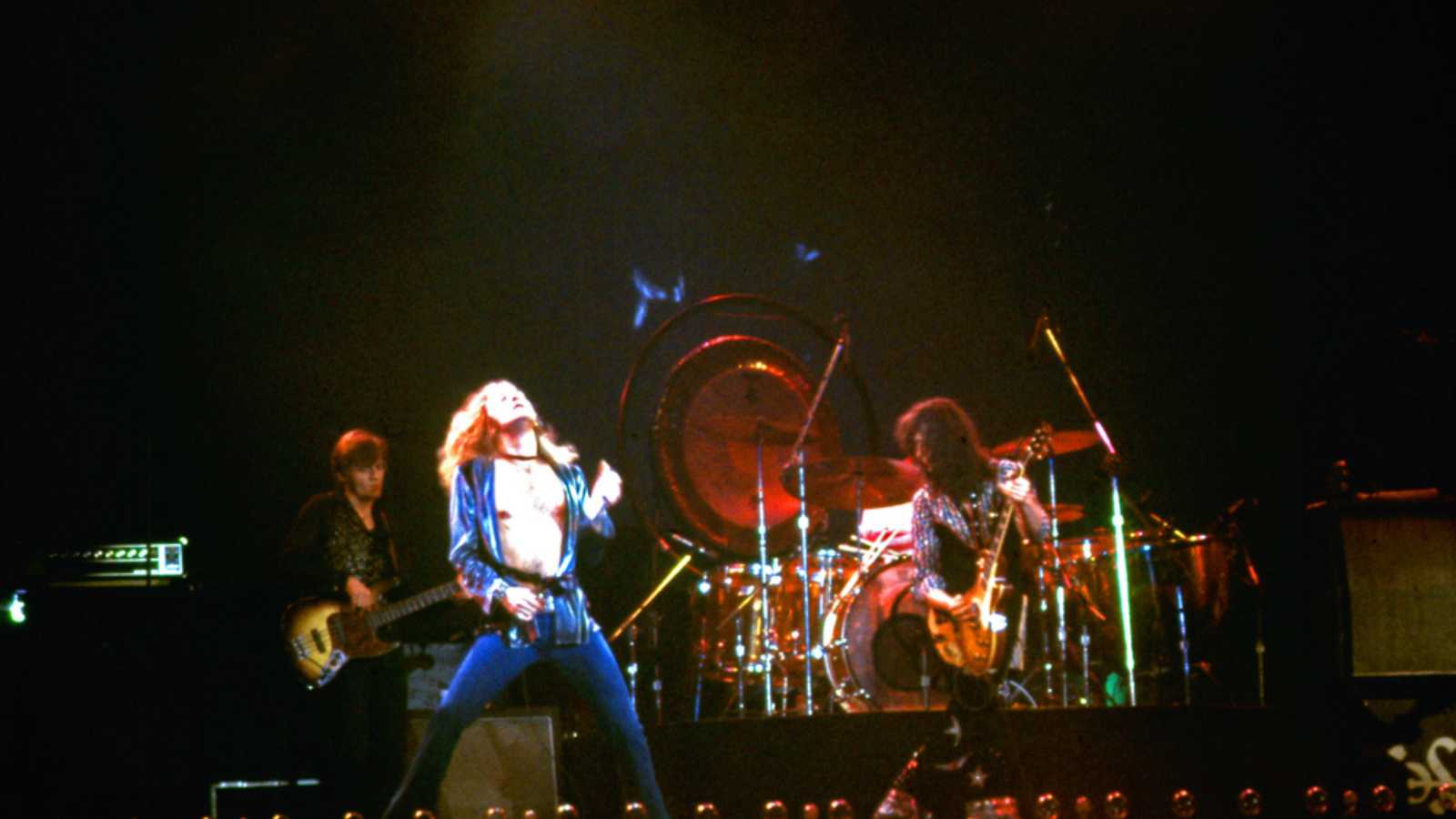 Uniondale, NY/USA - February 13, 1975: Legendary rock band Led Zeppelin perform at Nassau Coliseum on their 1975 North American tour.