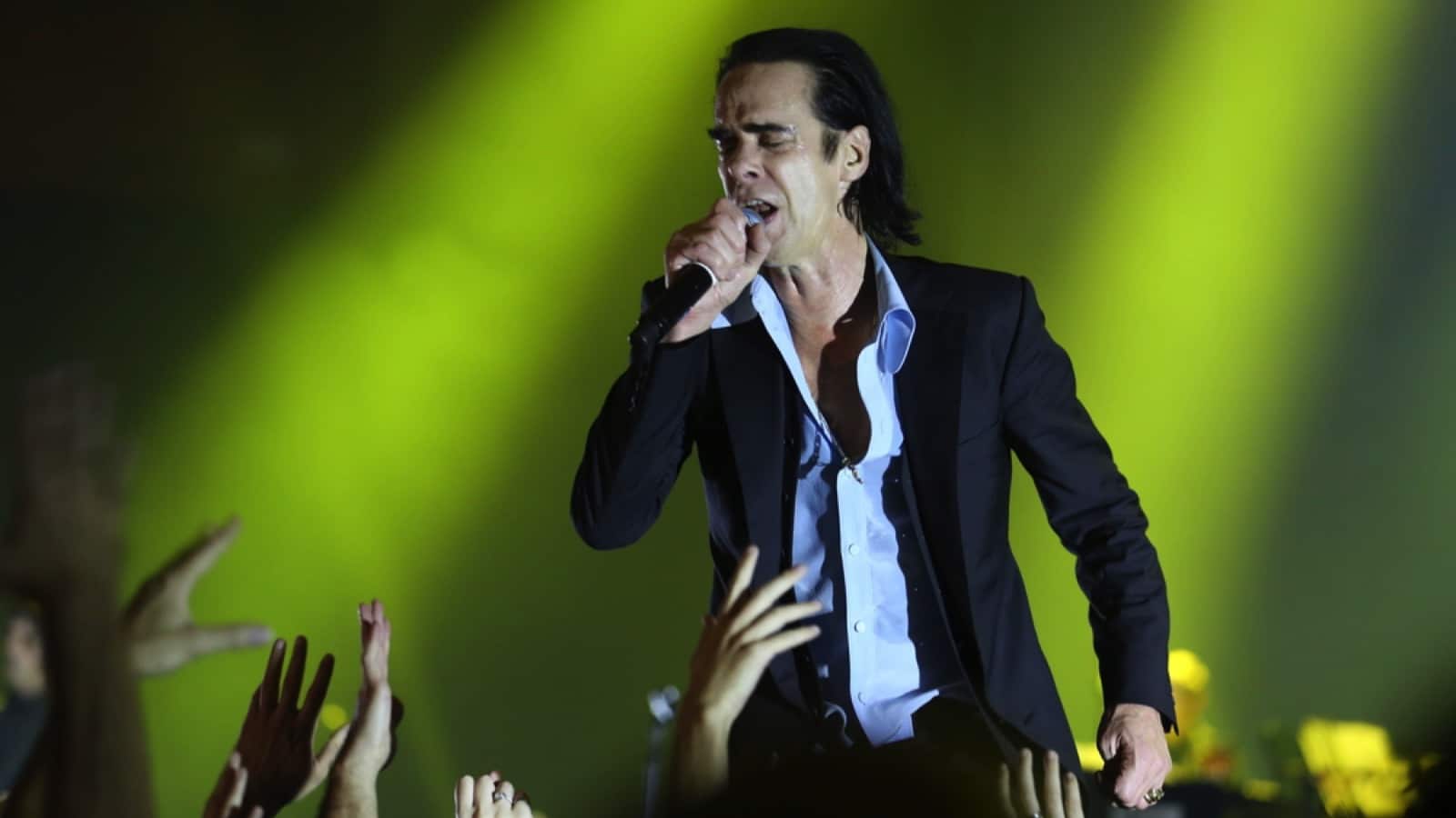 Athens, Greece - November 16, 2017: Nick Cave and the Bad Seeds band, performs at Faliro Sports Arena on Nov 16, 2017 in Athens, Greece.