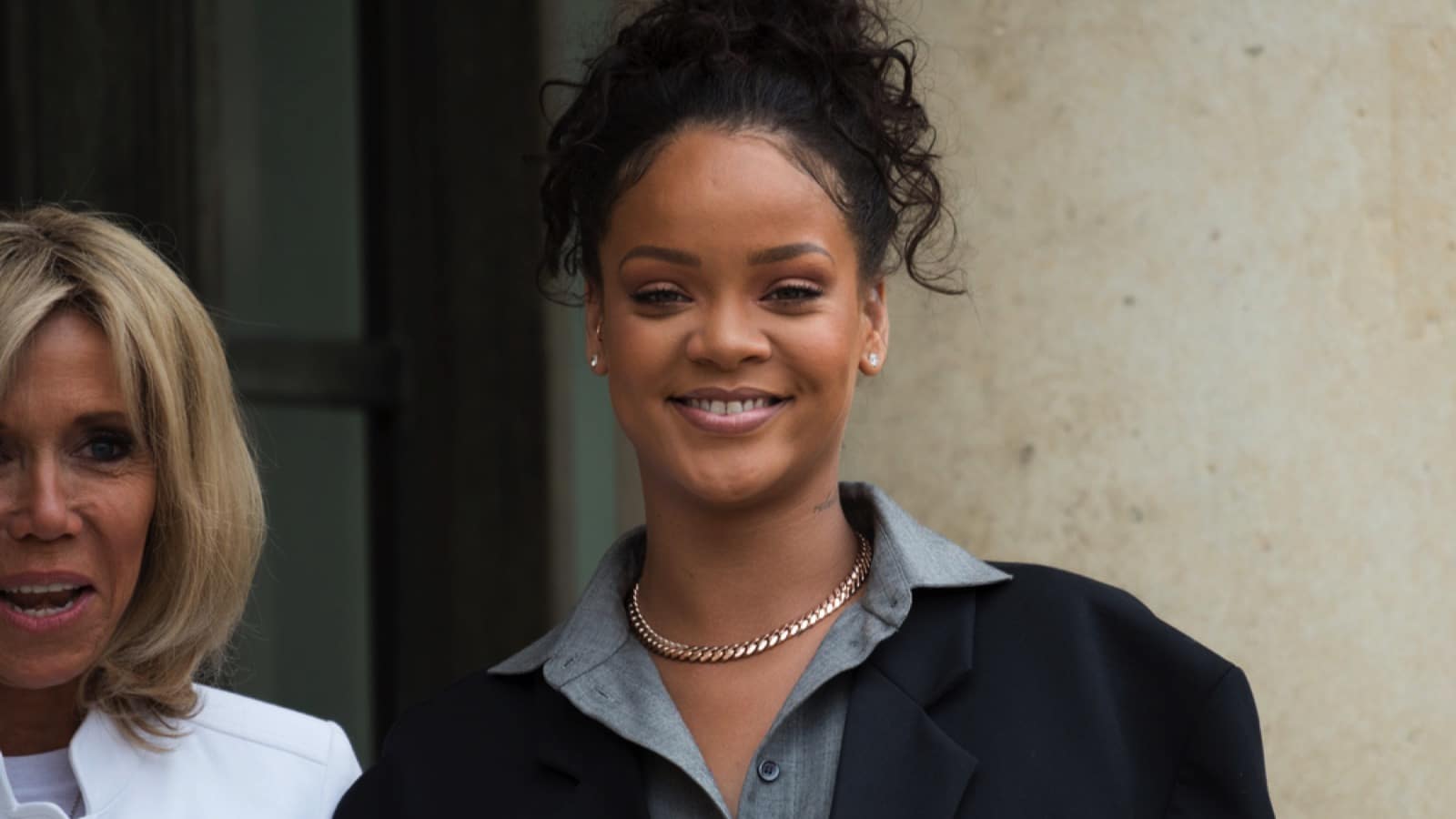 PARIS, FRANCE - JULY 26, 2017 - Singer Rihanna (Robyn Rihanna Fenty) at the Elysée Palace to present the program of her association about children's education.